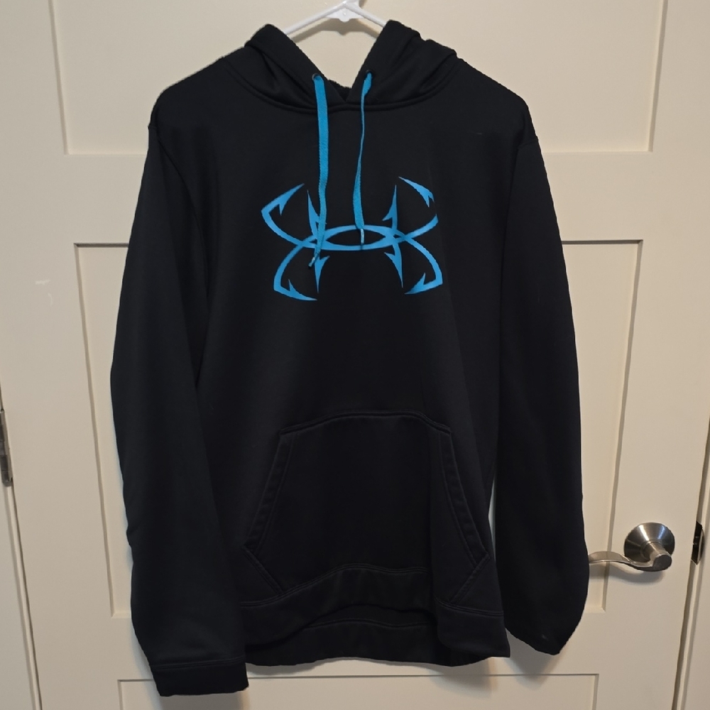Under Armour Men's Black Hoodie with Blue Logo